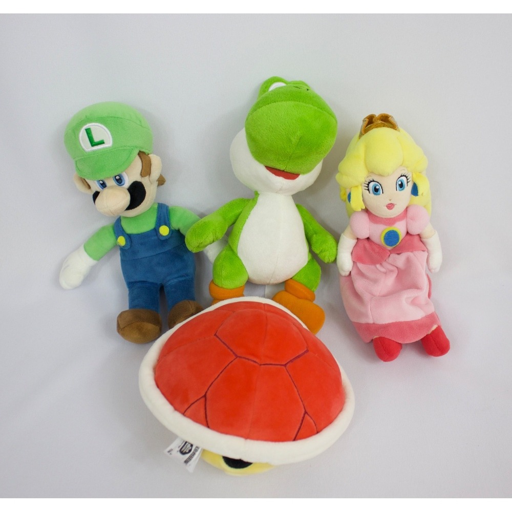 Nintendo‎ Super Mario Plush Lot Princess Peach Luigi Yoshi Red Shell